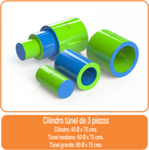 Cilindro tunel de 3 piezas estimulación temprana psicomotricidad